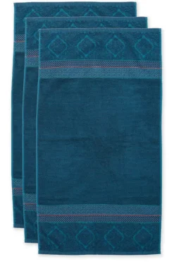 Pip Studio Handdoeken<Badhanddoek Set/3 Soft Zellige Donker 55X100 Cm Blauw