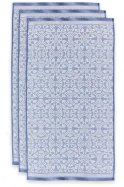 Pip Studio Handdoeken<Badhanddoek Set/3 Tile De Pip Blauw 55X100 Cm