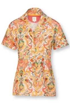 Pip Studio T-Shirts<Blouse Korte Mouw Kyoto Festival Geel