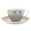 Pip Studio Kop/Schotel<Blushing Birds Cappuccino Kop & Schotel Khaki