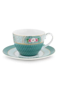 Pip Studio Kop/Schotel<Blushing Birds Cappuccino Kop & Schotel Blauw