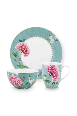 Pip Studio Sets Porseleinen Sets<Blushing Birds Ontbijt Set/3 Blue Blauw