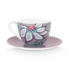 Pip Studio Kop/Schotel<Flower Festival Cappuccino Kop & Schotel Lichtblauw