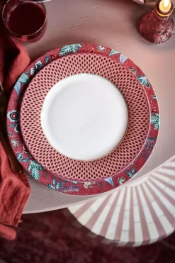 Pip Studio Dinerborden<Flower Festival Dinerbord Rood/Donker 26.5 Cm Roze