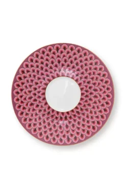 Pip Studio Kop/Schotel<Flower Festival Espresso Kop & Schotel Donker Roze