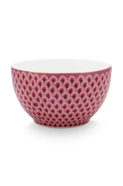 Pip Studio Kommen<Flower Festival Kom Rood/Donker 9.5 Cm Roze
