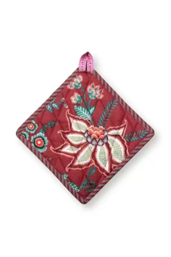 Pip Studio Ovenwanten<Flower Festival Pot Holder Square Dark Pink