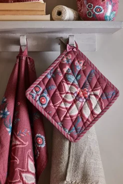 Pip Studio Ovenwanten<Flower Festival Pot Holder Square Dark Pink