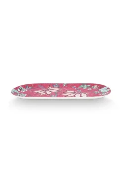 Pip Studio Taartplateaus<Flower Festival Rechthoekig Taartplateau Donker Roze