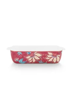 Pip Studio Ovenschalen<Flower Festival Serveerschaal Rechthoekig Donker Roze