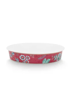 Pip Studio Ovenschalen<Flower Festival Serveerschaal Rond Donker Roze