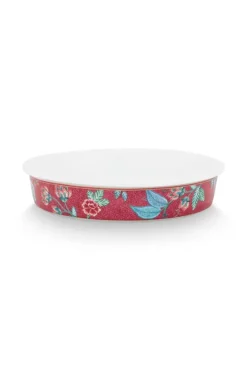 Pip Studio Ovenschalen<Flower Festival Serveerschaal Rond Donker Roze