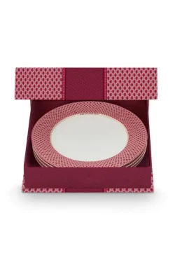 Pip Studio Sets Porseleinen Sets<Flower Festival Set/4 Dinerborden Donker 26.5Cm Roze