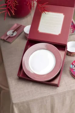 Pip Studio Sets Porseleinen Sets<Flower Festival Set/4 Dinerborden Donker 26.5Cm Roze