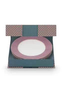 Pip Studio Sets Porseleinen Sets<Flower Festival Set/4 Dinerborden Rood/Licht 26.5Cm Blauw