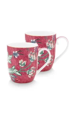 Pip Studio Sets Porseleinen Sets<Flower Festival Set/2 Mokken Klein Donker Roze