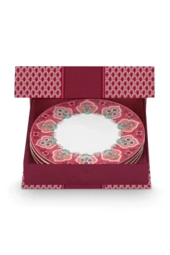 Pip Studio Sets Porseleinen Sets<Flower Festival Set/4 Ontbijtborden Donker 21Cm Roze