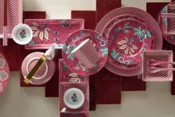 Pip Studio Sets Porseleinen Sets<Flower Festival Set/4 Ontbijtborden Donker 21Cm Roze