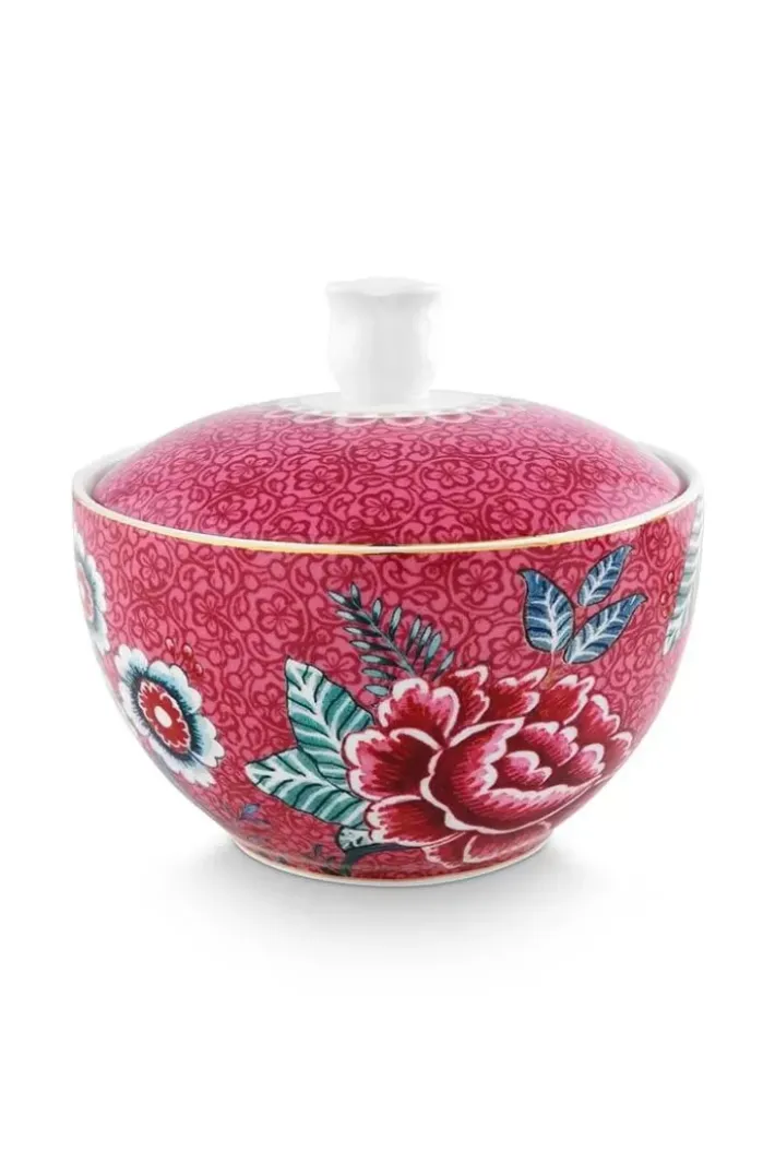 Pip Studio Suikerpotten<Flower Festival Suikerpot Donker Roze