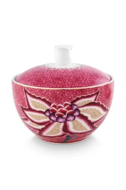 Pip Studio Suikerpotten<Flower Festival Suikerpot Donker Roze