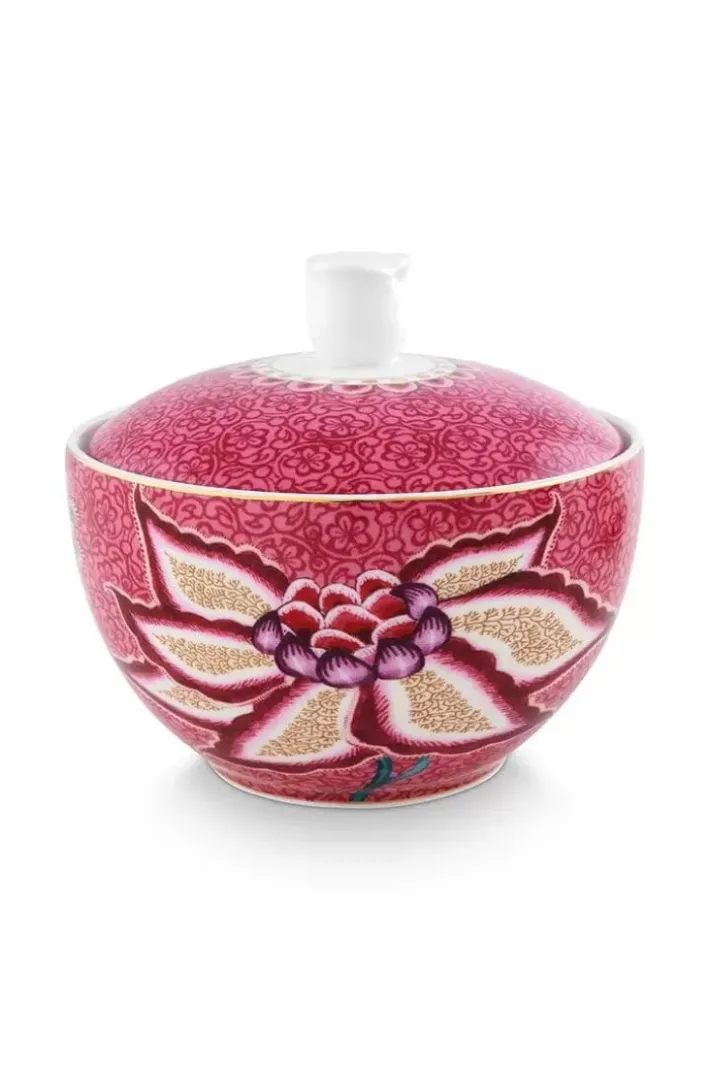 Pip Studio Suikerpotten<Flower Festival Suikerpot Donker Roze