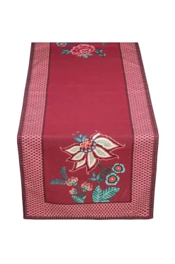 Pip Studio Tafellopers<Flower Festival Table Runner Dark Pink Roze