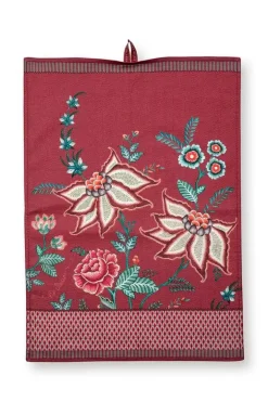 Pip Studio Theedoeken<Flower Festival Tea Towel Dark Pink Roze