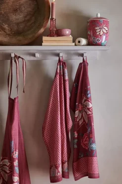 Pip Studio Theedoeken<Flower Festival Tea Towel Dark Pink Roze