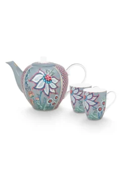 Pip Studio Sets Porseleinen Sets<Flower Festival Thee Set/3 Groot Licht Blauw