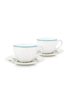 Pip Studio Sets Porseleinen Sets<Jolie Set/2 Cappuccino Kop & Schotel Dots Gold