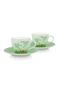 Pip Studio Sets Porseleinen Sets<Jolie Set/2 Espresso Kop & Schotel Groen