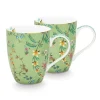 Pip Studio Sets Porseleinen Sets<Jolie Set/2 Mokken Groot Bloemen Groen