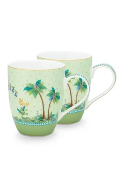 Pip Studio Sets Porseleinen Sets<Jolie Set/2 Mokken Groot Gouden Stippen Groen