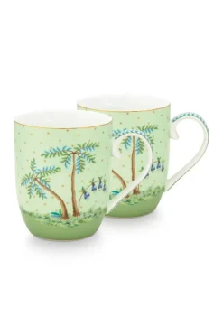 Pip Studio Sets Porseleinen Sets<Jolie Set/2 Mokken Klein Gouden Stippen Groen