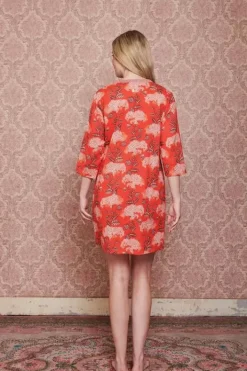 Pip Studio Jurken<Jurk Flora Firenze Koraal Rood