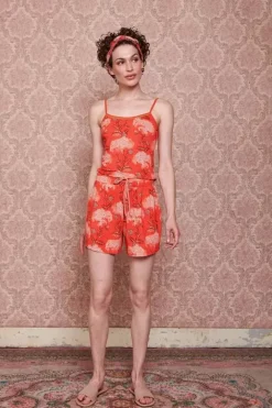 Pip Studio Shorts / Korte Broeken<Korte Broek Flora Firenze Koraal Rood
