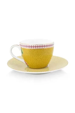 Pip Studio Kop/Schotel<La Majorelle Espresso Kop & Schotel Geel