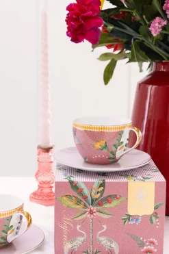 Pip Studio Cappuccino Kopjes<La Majorelle Set/2 Cappuccino Kop & Schotel Roze