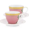 Pip Studio Espresso Kopjes<La Majorelle Set/2 Espresso Kop & Schotel Roze