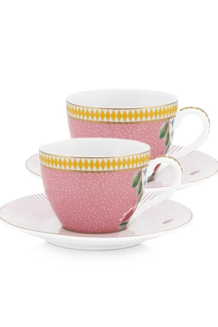 Pip Studio Espresso Kopjes<La Majorelle Set/2 Espresso Kop & Schotel Roze