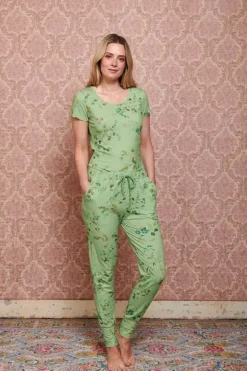 Pip Studio Broeken<Lange Broek Kawai Flower Licht Groen