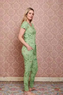 Pip Studio Broeken<Lange Broek Kawai Flower Licht Groen
