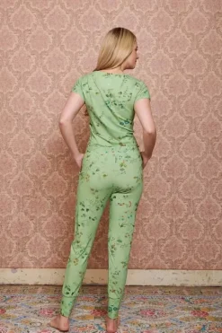 Pip Studio Broeken<Lange Broek Kawai Flower Licht Groen