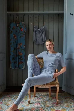 Pip Studio Broeken<Lange Broek Little Sumo Stripe Kobalt Blauw