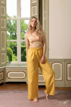 Pip Studio Broeken<Lange Broek Sumo Stripe Geel