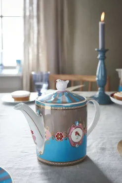Pip Studio Theepotten<Love Birds Theepot Medium Blauw/Khaki Multi