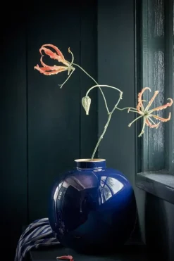 Pip Studio Grote Vazen<Metalen Vaas Donker 23 Cm Blauw