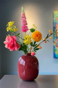 Pip Studio Grote Vazen<Metalen Vaas Donker 32Cm Rood