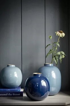 Pip Studio Grote Vazen<Metalen Vaas Licht 23 Cm Blauw