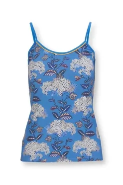 Pip Studio Tops<Mouwloze Top Flora Firenze Kobalt Blauw